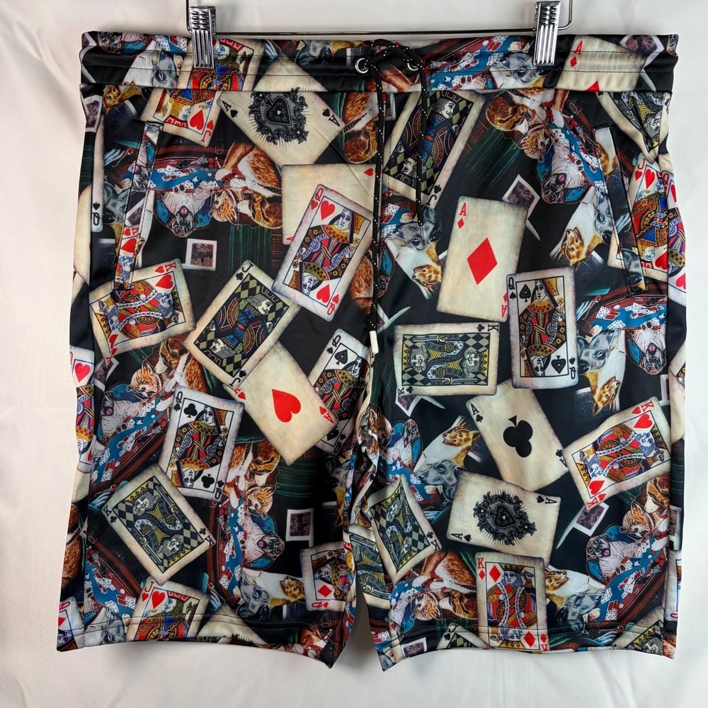 Fresh Prints of Bel-Air Mens XL Dogs Playing Poker Playing Cards Graphic Shorts